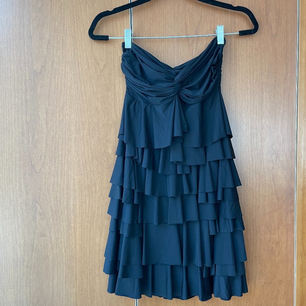 Anamaria Couture Black Tiered Ruffle Mini Dress